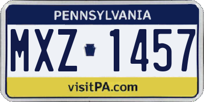 PA license plate MXZ1457