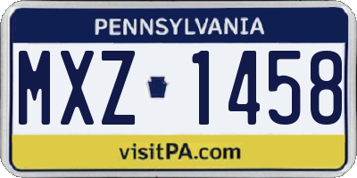 PA license plate MXZ1458