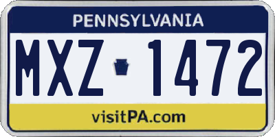 PA license plate MXZ1472