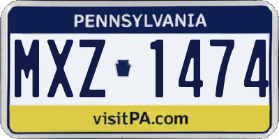 PA license plate MXZ1474