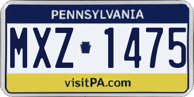 PA license plate MXZ1475