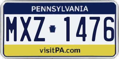 PA license plate MXZ1476