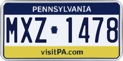 PA license plate MXZ1478