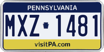 PA license plate MXZ1481
