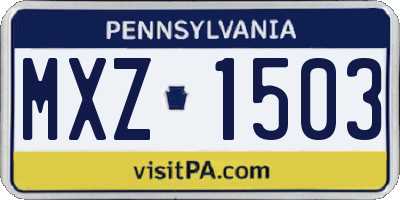 PA license plate MXZ1503