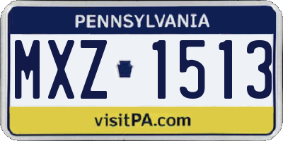 PA license plate MXZ1513