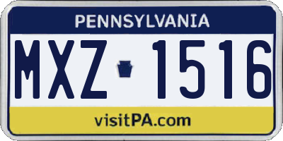 PA license plate MXZ1516