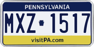 PA license plate MXZ1517