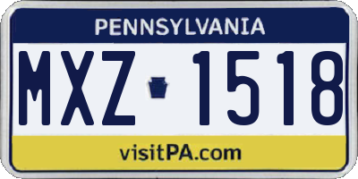 PA license plate MXZ1518