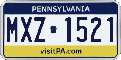 PA license plate MXZ1521