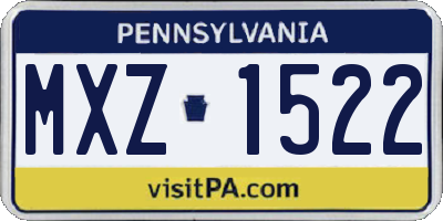 PA license plate MXZ1522
