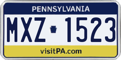 PA license plate MXZ1523