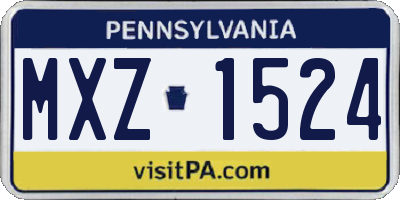 PA license plate MXZ1524