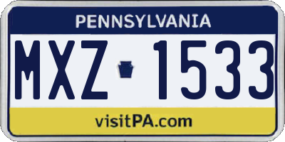 PA license plate MXZ1533