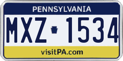 PA license plate MXZ1534