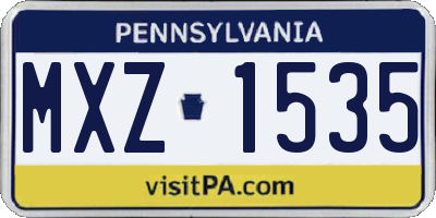 PA license plate MXZ1535