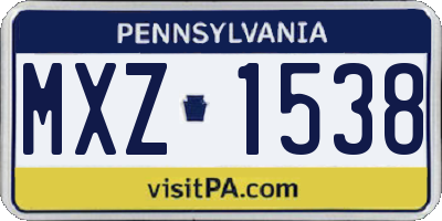 PA license plate MXZ1538