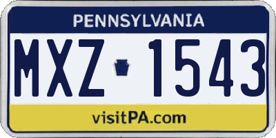 PA license plate MXZ1543