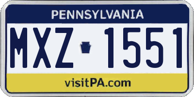 PA license plate MXZ1551