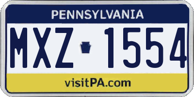 PA license plate MXZ1554