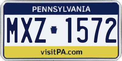PA license plate MXZ1572