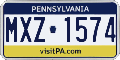 PA license plate MXZ1574