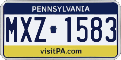 PA license plate MXZ1583