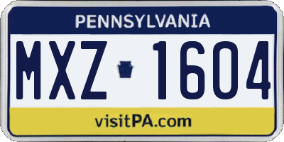 PA license plate MXZ1604