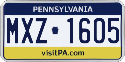 PA license plate MXZ1605