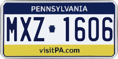 PA license plate MXZ1606