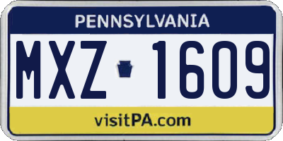 PA license plate MXZ1609