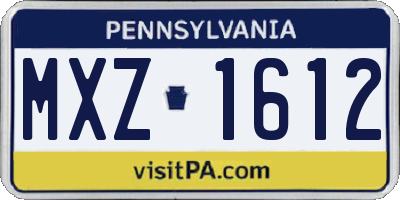 PA license plate MXZ1612