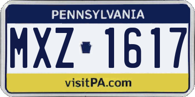 PA license plate MXZ1617
