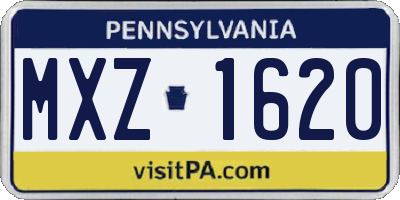 PA license plate MXZ1620