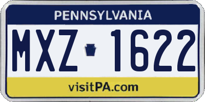PA license plate MXZ1622