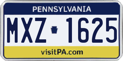 PA license plate MXZ1625
