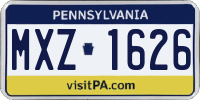 PA license plate MXZ1626