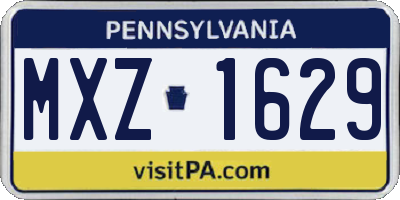 PA license plate MXZ1629