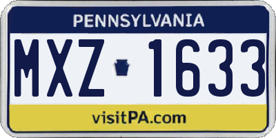 PA license plate MXZ1633