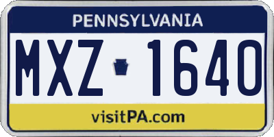 PA license plate MXZ1640