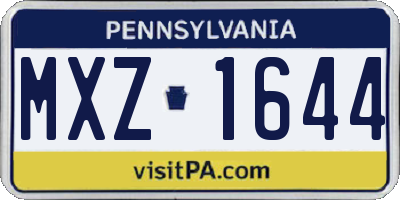 PA license plate MXZ1644
