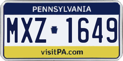 PA license plate MXZ1649