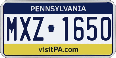 PA license plate MXZ1650