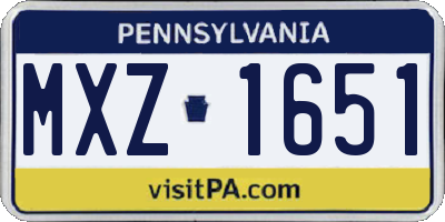 PA license plate MXZ1651