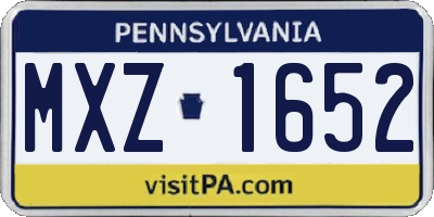 PA license plate MXZ1652