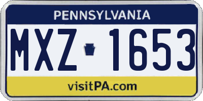 PA license plate MXZ1653