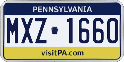 PA license plate MXZ1660