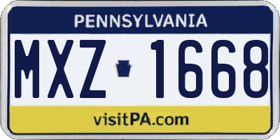PA license plate MXZ1668