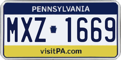 PA license plate MXZ1669