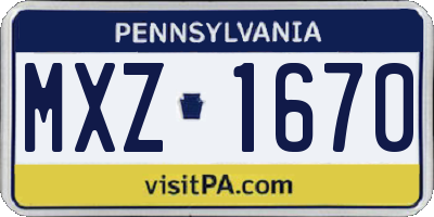 PA license plate MXZ1670